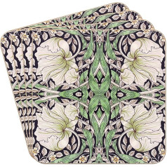 The Leonardo Collection William Morris Pimpernel paliktnīšu komplekts birojam, mājai un virtuvei, skaists dekoratīvo paliktnīšu komplekts dekoratīvajiem piederumiem mājai, paliktnīši tējai un kafijai, 4 komplekti