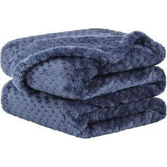 uxcell Flanel Fleece sega Mīksta, silta, silta mikrošķiedras sega, pūkaina, 330 GSM, viegla, dekoratīva, vienkrāsaina segas gultas segai (30 x 40 collas), tumši zila, tumši zila