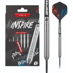 GOAT Inspire 80 % volframa šautriņas, 23 g, sudraba, ar papildu spārniem un kātiņiem, tērauda šautriņas, profesionāls šautriņu komplekts, 3 tērauda šautriņas