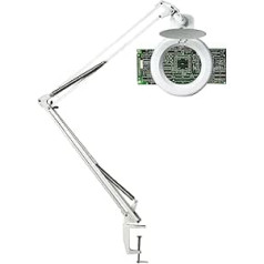Unilux 400108073 Zoom LED baltā dienas gaismas palielināmā lampa hobijam vai profesionālai palielināmai lampai ar galda skavu un 3 dioptrijas 10,5 cm lielu palielināmo lēcu [A+ enerģijas klase]