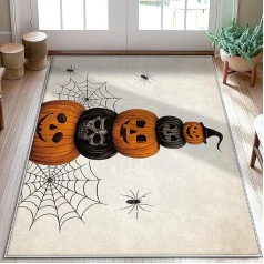Kürbis-Teppich, Halloween, festlicher Totenkopf-Spinne, Halloween, Orange, rutschfeste Unterseite, weiche Fußmatte, Überwurf, Teppich, schmutzabweisend, Badezimmer, Waschküche, Eingangsbereich