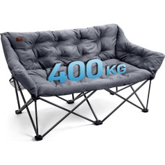 EVER ADVANCED saliekamais kempinga krēsls, 145 cm plats 2 personām, saliekamais dīvāns, 400 kg celtspēja, kempinga dīvāns, biezi polsterēts saliekamais krēsls, 2 vietīgs ar augstu atzveltni, īpaši plats āra lietošanai, dārzam