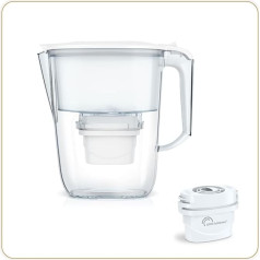 LITTLE BALANCE 8592 Caurspīdīga filtra karafe + 3 filtru kārtridži, samazina mikroplastmasu, hlora, kaļķakmens un citu piemaisījumu daudzumu, 2,5 l, īpaši ātra plūsma, BPA nesaturoša plastmasa, balts