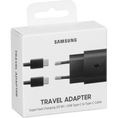 Samsung EP-TA800XBEGWW lādētājs ar USB-C kabeli | 3A | 25W | melns