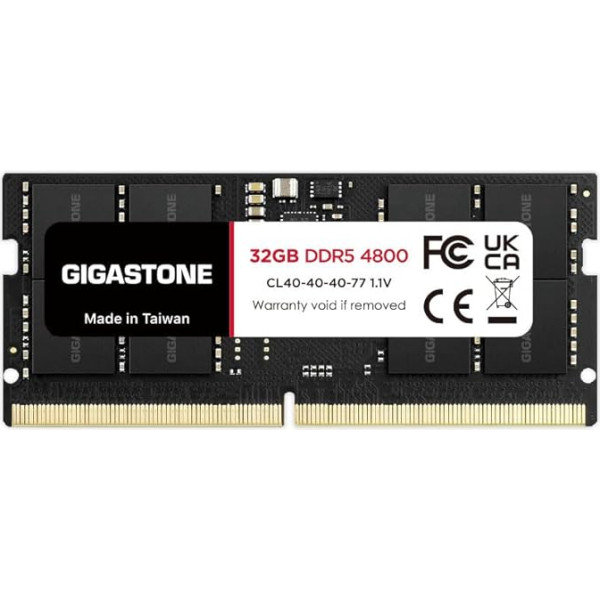 【DDR5 RAM】GIGASTONE 32GB DDR5 4800MHz PC5-38400 CL 40-40-40-77 1.1V SODIMM 262Pin Non-ECC Unbuffered portatīvo datoru augstas veiktspējas atmiņas atjaunināšana