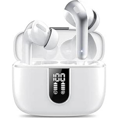 IKT Bluetooth austiņas, In-Ear austiņas, bezvadu Bluetooth 5.3 ar 50H dziļiem basiem, baltas krāsas