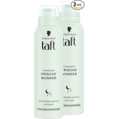 Schwarzkopf Taft sausā šampūna putas Overnight Fresh Wonders (2 x 150 ml), matu veidošanas līdzeklis ar barojošām, atsvaidzinošām īpašībām miega laikā, piemērots visiem matu tipiem, vegāns formula
