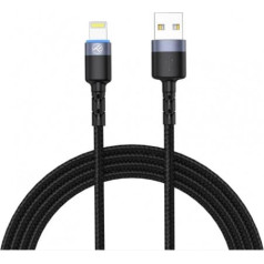 Tellur Data cable USB to Lightning LED, Nylon Braided, 1.2m black