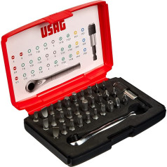 USAG U06920042 - 692 J32 - Komplekts ar uzgaļiem un reverso sprūdrats - 1/4 collas (32 gabali)