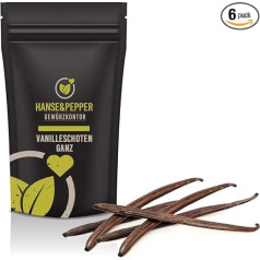 Hanse&Pepper Spices Vaniljes pākstis Veselas Bourbon 13-15 cm 6 gab. iepakojums Dabisks