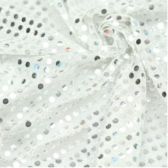 1.1m x 1m White Sequin Fabric Shiny Glitter Glitter Materiāls Audums Glitter Sequins Acs Audums DIY Šūšana Puse Favors