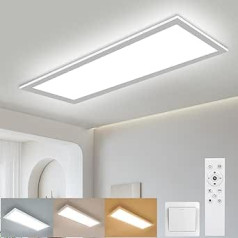 Griestu gaisma ar LED paneli, 58 x 20 cm, griestu gaisma ar tālvadības pulti, 24 W, 3100 LM, regulējama, 3000 K - 6500 K, griestu gaisma birojam ar atmiņas funkciju, griestu panelis virtuvei, viesistabai