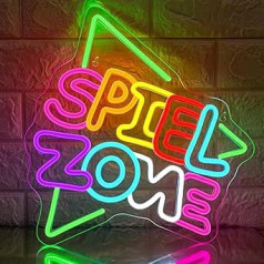Spēļu zona Neona zīme Spēļu zona LED LED LED burtu piekarināmā zīme Gaismas zīme ar 6 līmeņu reostatslēdzi USB LED zīme spēļu istabai, rotaļu istabai, bērnu rotaļu laukumam, dāvana spēļu mīļotājiem