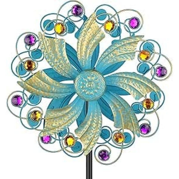 Āra vēja zvaniņi Vintage zelta skulptūra Spinner ar metāla stake pagalma mākslas dekori terases zāliena dārza radošām dāvanām 140x33cm
