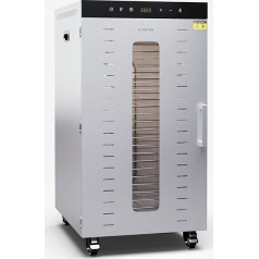 Klarstein dehidrators - 2000 W dehidrators, 24 nerūsējošā tērauda plaukti, 30-90°C, 24 stundu taimeris, 3 ventilatori, 50-55 dB, ideāli piemērots augļiem, dārzeņiem, gaļai un garšaugiem, sudraba krāsā