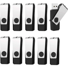 USB zibatmiņas 16 GB 3.0, 10 gab., Vansuny USB zibatmiņas 3.0 16 GB, 16 GB atmiņas karte ar 360° rotējošu metāla vāciņu klēpjdatoram/PC (melna)