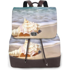 Sea Wave Seashell – stilīgs sieviešu ādas mugursoma – augstākās kvalitātes, plašs dizains ar vairākām kabatām darbam, ceļojumiem un skolai, melna, viens izmērs