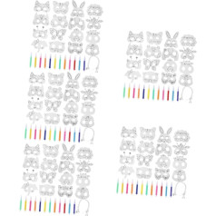 NUOBESTY 5 komplekti Dzīvnieku masku amatniecības komplekts Amatu komplekts dzīvnieku maskām Vilka maska Masku maska DIY maska DIY masku maskas maskas maskas Bulk papīrs 16 gab. x 5