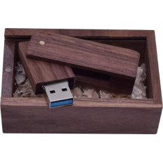 USB zibatmiņas 16 GB / 32 GB / 64 GB / 64 GB / 128 GB koka USB atmiņas karte USB zibatmiņas diskdziņš USB 3.0 Thumb Drive ar koka kastīti (32 GB, karbonizēta koka)