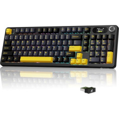 MAMBASNAKE × Attack Shark X98 Pro bezvadu mehāniskā spēļu tastatūra, displejs un taustiņi, BT/2.4GHz/USB-C, karstā maiņa, bezvadu RGB tastatūra, programmatūra, blīve, QWERTY (melna)