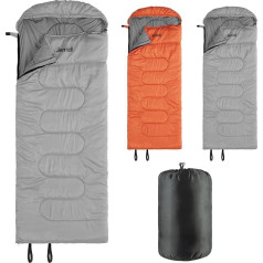 JEMIDI guļammaiss ziemai un vasarai āra aktivitātēm – līdz -5 °C – liels sega guļammaiss ar rāvējslēdzējiem – 220 x 80 x 10 cm – ūdensizturīgs ziemas guļammaiss pieaugušajiem – pelēks