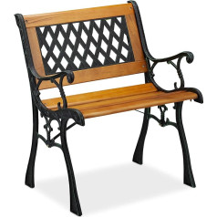 Relaxdays, dabīgs melns roku balsts Heavy Duty Low Vintage Design Wood & Cast Iron 73 x 62 x 52,5 cm Dārza krēsls Wicker