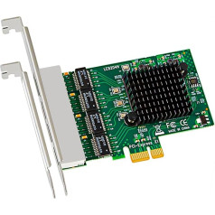 GLOTRENDS LE8204 4 portu PCIe galddatora tīkla karte 1000/100/10Mbps Gigabit Ethernet RJ45 LAN pieslēgvieta, PCIE X1 interfeiss, parasts un zema profila kronšteins
