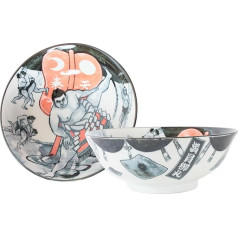 Mino ware KND20 (Sumo) Japānas keramika 2 Ramen nūdeļu Donburi trauku komplekts Ražots Japānā