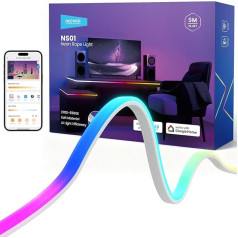 NEEWER 16,4 ft/5 m LED gaismas josla ar priekšējo apgaismojumu, inteliģentā mākslīgā intelekta lietotnes vadība RGB, sagriezta atbilstoši izmēram, neona pasaku gaismas krāsu maiņa guļamistabai, spēļu istabai, sienai, āra ūdensizturīgai d
