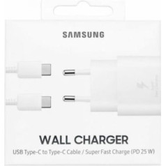 Samsung EP-TA800XWEGWW lādētājs ar USB-C kabeli / 3A / 25W / balts