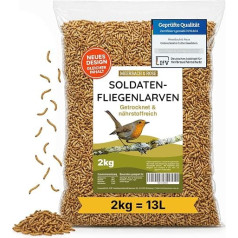 Sausas karavīra mušas kāpuri, 2 kg (atbilst 13 litriem), bagāti ar olbaltumvielām | Kā kukaiņu barība putniem, zivīm, bruņurupučiem un rāpuļiem visa gada garumā. Meerbach & Rose – kvalitāte no Vācijas